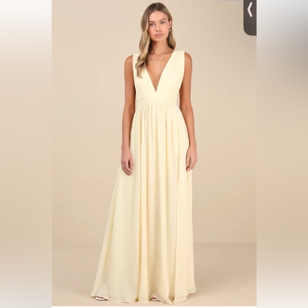 NWT Lulus Heavenly Hues Pale Yellow Maxi Dress